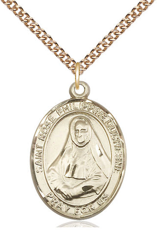 14kt Gold Saint Rose Philippine Medal Engraved Catholic Saint Jewelry