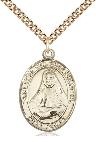 14kt Gold Saint Rose Philippine Medal Engraved Catholic Saint Jewelry