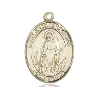 14kt Gold Saint Juliana Medal Engraved Catholic Saint Jewelry