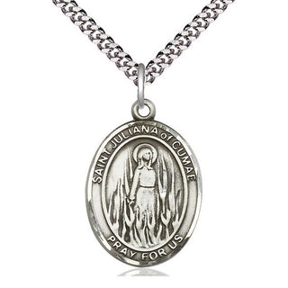 Pewter Saint Juliana Medal Catholic Jewelry Engraved Catholic Saint Jewelry
