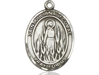 Sterling Silver Saint Juliana Medal Catholic Jewelry Engraved Catholic Saint Jewelry
