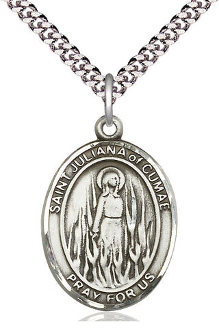 Sterling Silver Saint Juliana Medal Catholic Jewelry Engraved Catholic Saint Jewelry