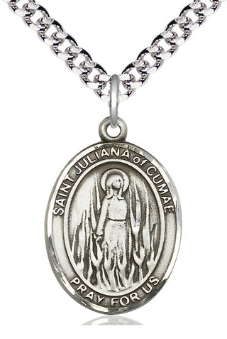 Sterling Silver Saint Juliana Medal Catholic Jewelry Engraved Catholic Saint Jewelry