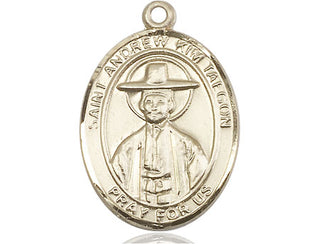 14kt Gold Filled Saint Andrew Kim Taegon Medal Engraved Catholic Saint Jewelry