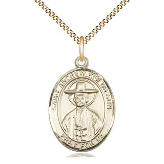 14kt Gold Filled Saint Andrew Kim Taegon Medal Catholic Jewelry Engraved Catholic Saint Jewelry