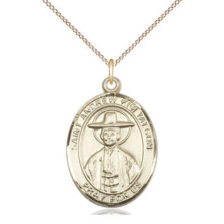 14kt Gold Filled Saint Andrew Kim Taegon Medal Catholic Jewelry Engraved Catholic Saint Jewelry