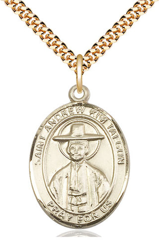 14kt Gold Filled Saint Andrew Kim Taegon Medal Catholic Jewelry Engraved Catholic Saint Jewelry