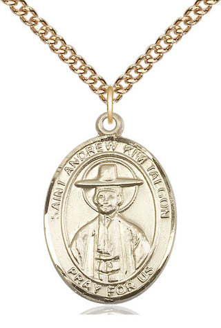 14kt Gold Filled Saint Andrew Kim Taegon Medal Catholic Jewelry Engraved Catholic Saint Jewelry