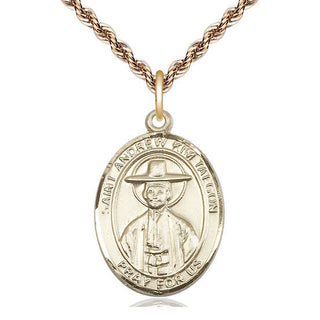 14kt Gold Filled Saint Andrew Kim Taegon Medal Catholic Jewelry Engraved Catholic Saint Jewelry