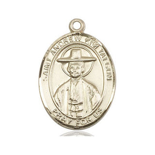 14kt Gold Saint Andrew Kim Taegon Medal Engraved Catholic Saint Jewelry