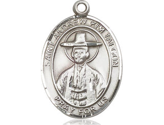 Pewter Saint Andrew Kim Taegon Medal Engraved Catholic Saint Jewelry