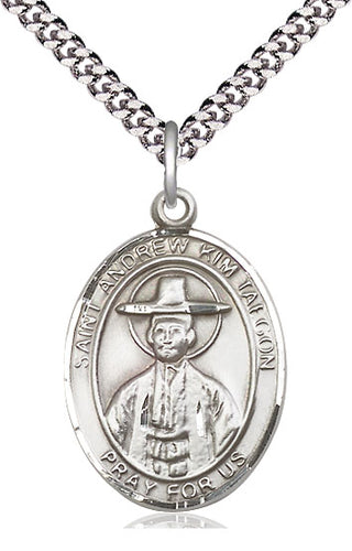 Pewter Saint Andrew Kim Taegon Medal Catholic Jewelry Engraved Catholic Saint Jewelry