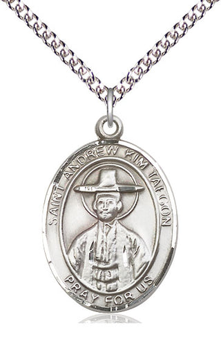 Sterling Silver Saint Andrew Kim Taegon Medal Catholic Jewelry Engraved Catholic Saint Jewelry