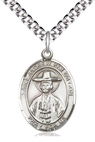 Sterling Silver Saint Andrew Kim Taegon Medal Catholic Jewelry Engraved Catholic Saint Jewelry