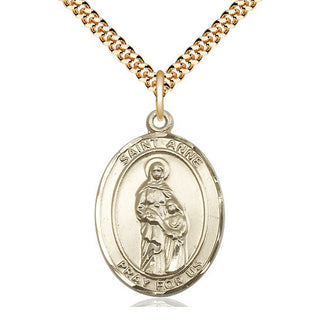 14kt Gold Filled Saint Anne Medal Catholic Jewelry Engraved Catholic Saint Jewelry