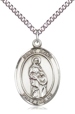 Sterling Silver Saint Anne Medal Catholic Jewelry Engraved Catholic Saint Jewelry