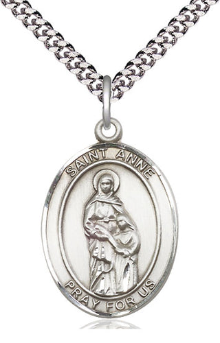 Sterling Silver Saint Anne Medal Catholic Jewelry Engraved Catholic Saint Jewelry
