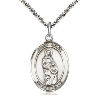 Sterling Silver Saint Anne Medal Catholic Jewelry Engraved Catholic Saint Jewelry