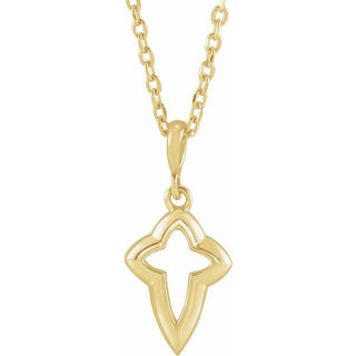14K Yellow Petite Open Cross 16-18" Necklace