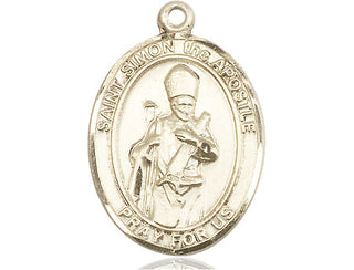 14kt Gold Filled Saint Simon Medal Engraved Catholic Saint Jewelry