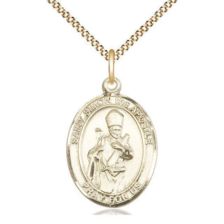 14kt Gold Filled Saint Simon Medal Catholic Jewelry Engraved Catholic Saint Jewelry