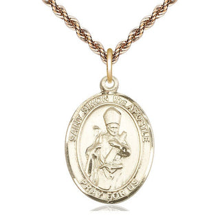 14kt Gold Filled Saint Simon Medal Catholic Jewelry Engraved Catholic Saint Jewelry