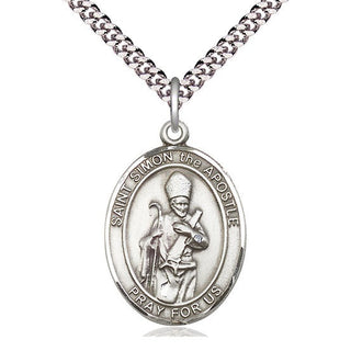 Pewter Saint Simon Medal Catholic Jewelry Engraved Catholic Saint Jewelry