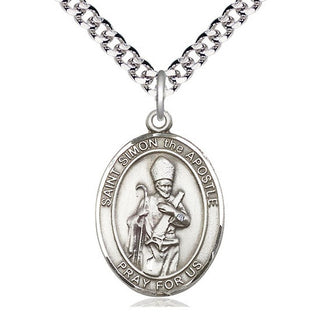Pewter Saint Simon Medal Catholic Jewelry Engraved Catholic Saint Jewelry