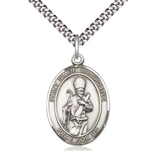 Pewter Saint Simon Medal Catholic Jewelry Engraved Catholic Saint Jewelry