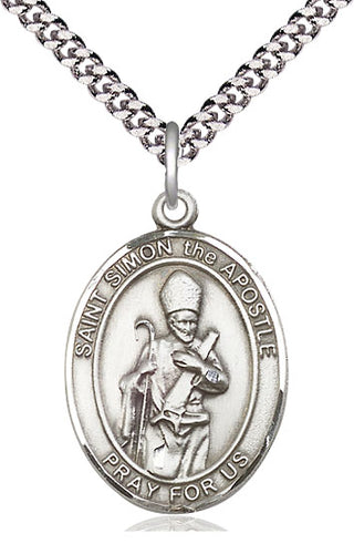 Sterling Silver Saint Simon Medal Catholic Jewelry Engraved Catholic Saint Jewelry