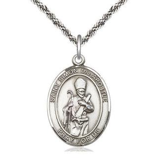 Sterling Silver Saint Simon Medal Catholic Jewelry Engraved Catholic Saint Jewelry