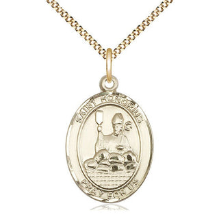 14kt Gold Filled Saint Honorius Medal Catholic Jewelry Engraved Catholic Saint Jewelry