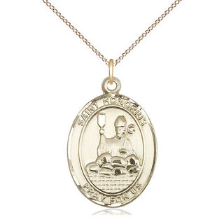 14kt Gold Filled Saint Honorius Medal Catholic Jewelry Engraved Catholic Saint Jewelry