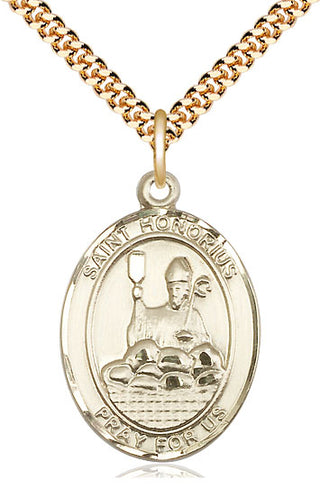 14kt Gold Filled Saint Honorius Medal Catholic Jewelry Engraved Catholic Saint Jewelry
