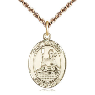 14kt Gold Saint Honorius Medal Engraved Catholic Saint Jewelry