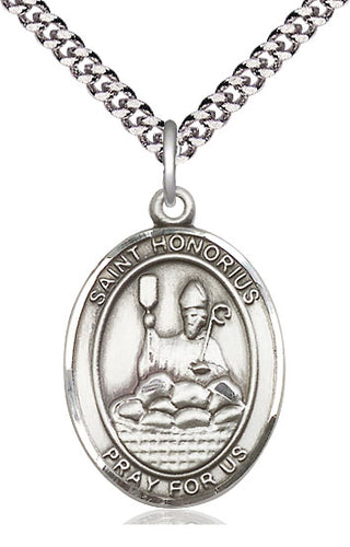 Pewter Saint Honorius Medal Catholic Jewelry Engraved Catholic Saint Jewelry