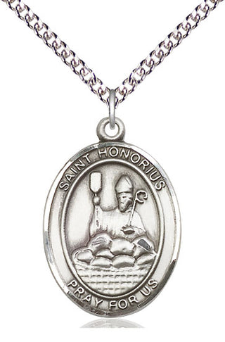Sterling Silver Saint Honorius Medal Catholic Jewelry Engraved Catholic Saint Jewelry