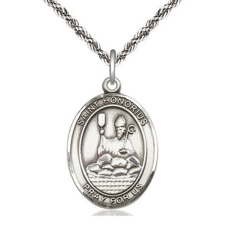 Sterling Silver Saint Honorius Medal Catholic Jewelry Engraved Catholic Saint Jewelry