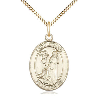 14kt Gold Filled Saint Rocco Medal Catholic Jewelry Engraved Catholic Saint Jewelry