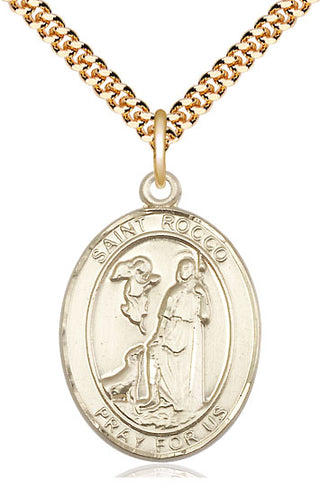 14kt Gold Filled Saint Rocco Medal Catholic Jewelry Engraved Catholic Saint Jewelry