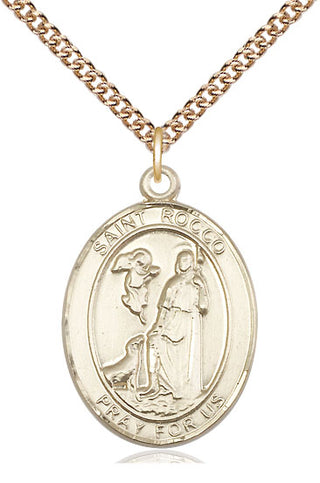 14kt Gold Filled Saint Rocco Medal Catholic Jewelry Engraved Catholic Saint Jewelry