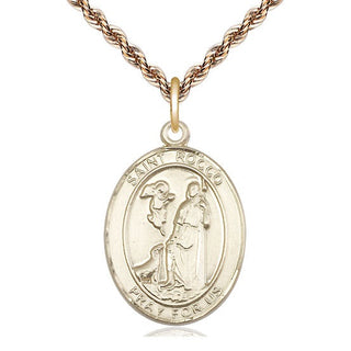 14kt Gold Filled Saint Rocco Medal Catholic Jewelry Engraved Catholic Saint Jewelry