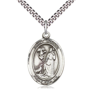 Pewter Saint Rocco Medal Catholic Jewelry Engraved Catholic Saint Jewelry