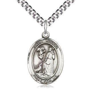 Pewter Saint Rocco Medal Catholic Jewelry Engraved Catholic Saint Jewelry