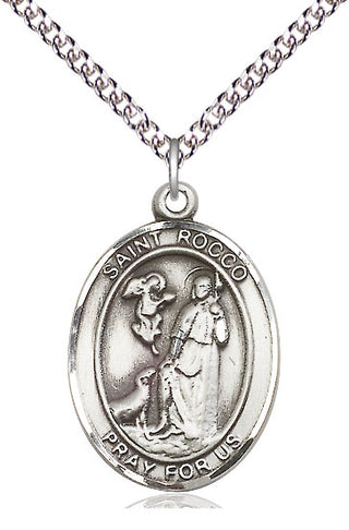 Sterling Silver Saint Rocco Medal Catholic Jewelry Engraved Catholic Saint Jewelry