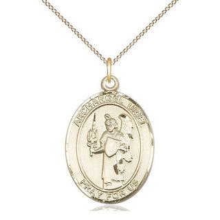 14kt Gold Filled Saint Uriel the Archangel Medal Catholic Jewelry Engraved Catholic Saint Jewelry