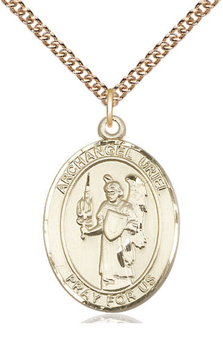 14kt Gold Filled Saint Uriel the Archangel Medal Catholic Jewelry Engraved Catholic Saint Jewelry