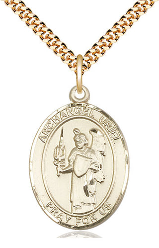14kt Gold Filled Saint Uriel the Archangel Medal Catholic Jewelry Engraved Catholic Saint Jewelry