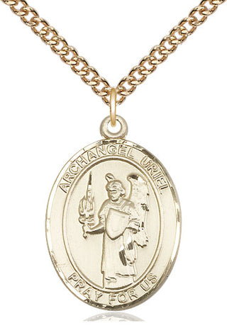 14kt Gold Filled Saint Uriel the Archangel Medal Catholic Jewelry Engraved Catholic Saint Jewelry
