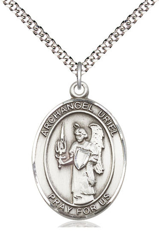 Pewter Saint Uriel the Archangel Medal Catholic Jewelry Engraved Catholic Saint Jewelry